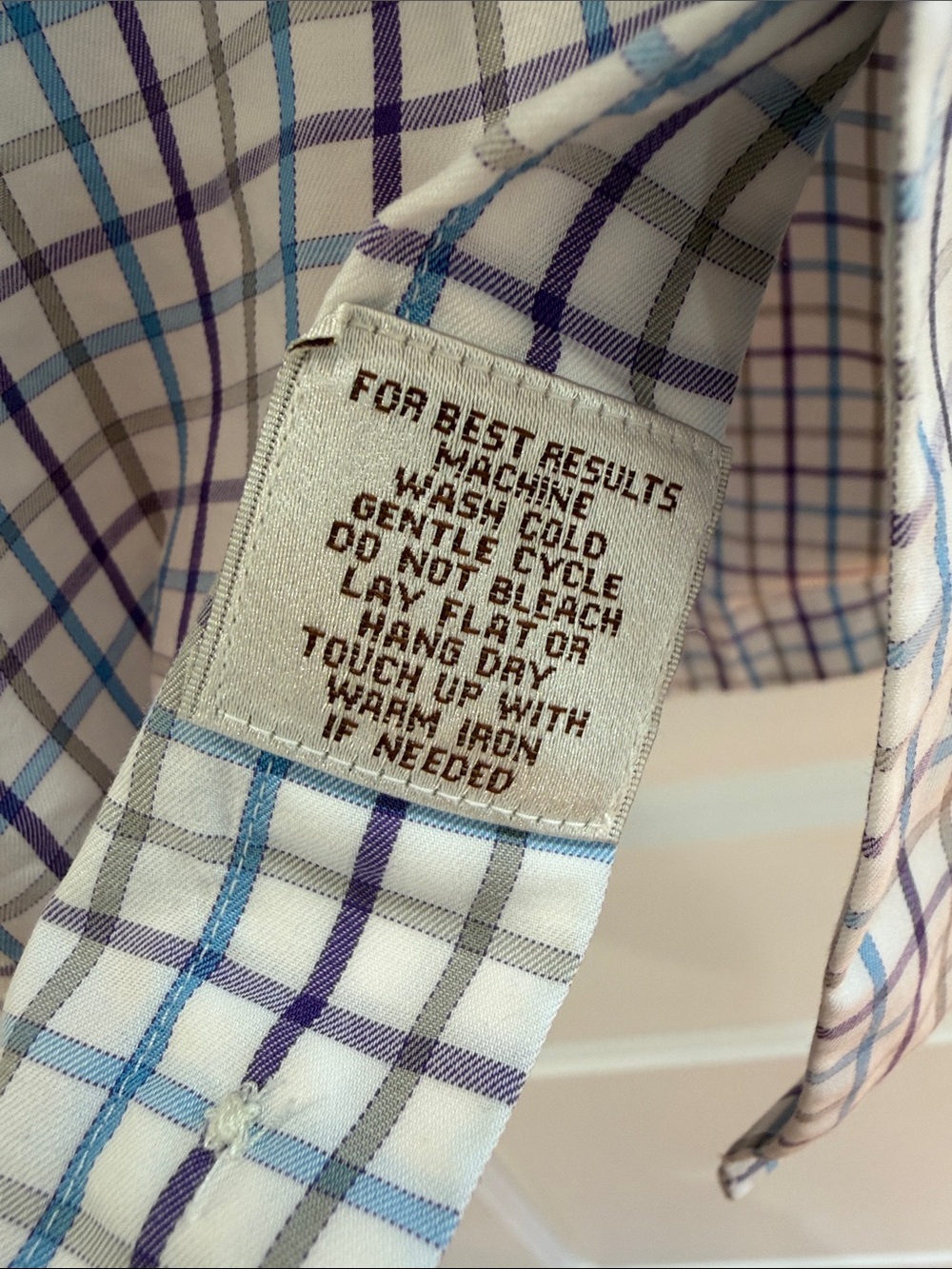 Peter Millar Men’s Size L Blue and Purple Plaid Button-Down Shirt - Picture 4 of 5